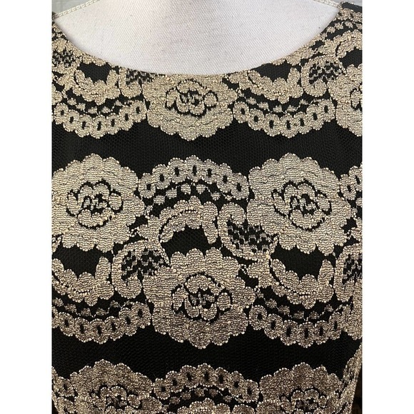 Cremieux Dress size 12 Gold Black Lace Straight Sheath Stretch Cocktail Knee - Picture 5 of 14
